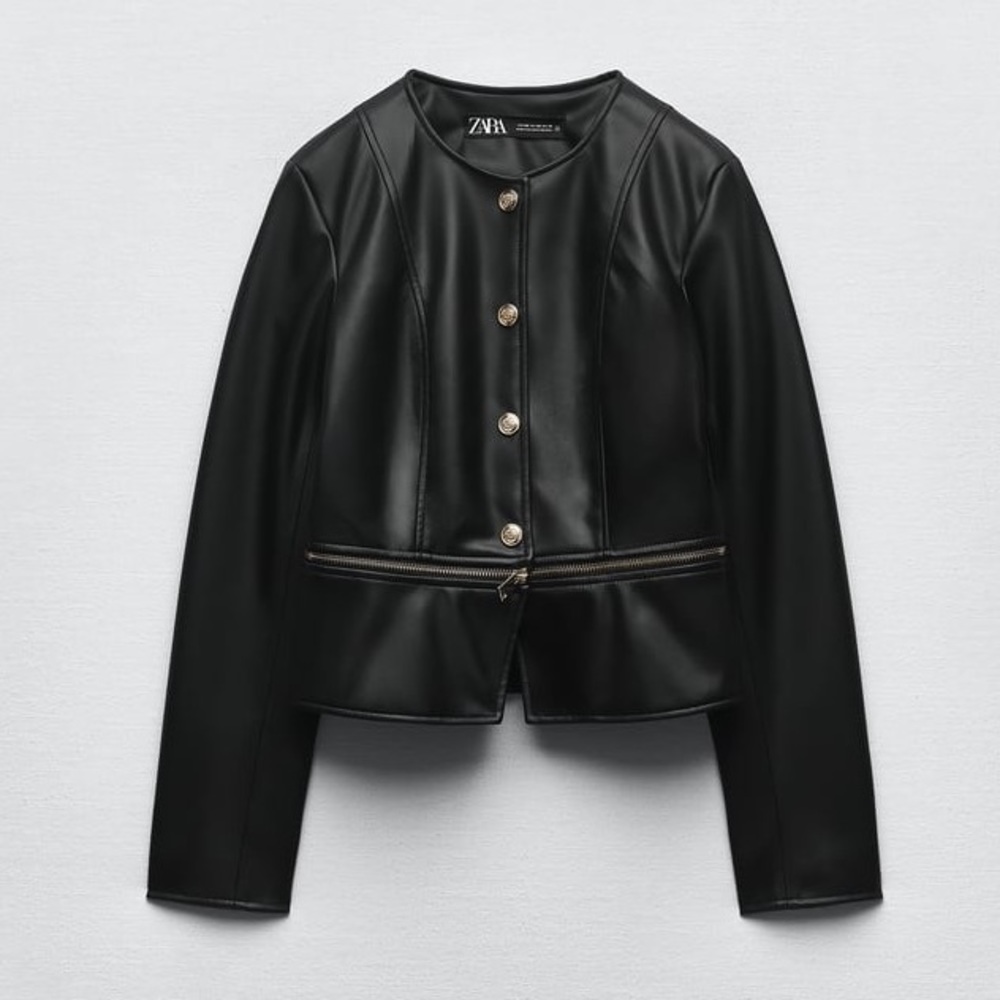 ZARA FAUX LEATHER ZIPPER JACKET